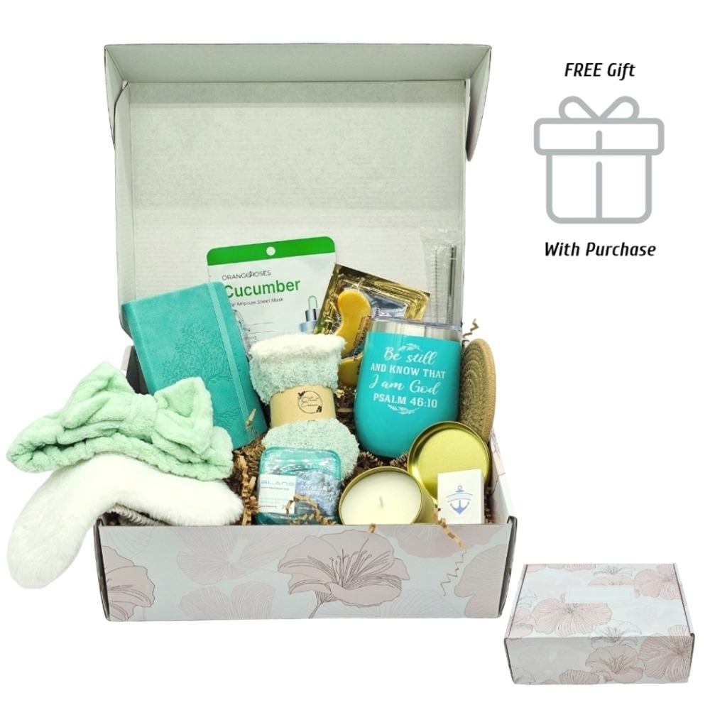 Blissful Indulgence Inspirational Gift Box Psalm 46:10 Mint Green Stainless Cup